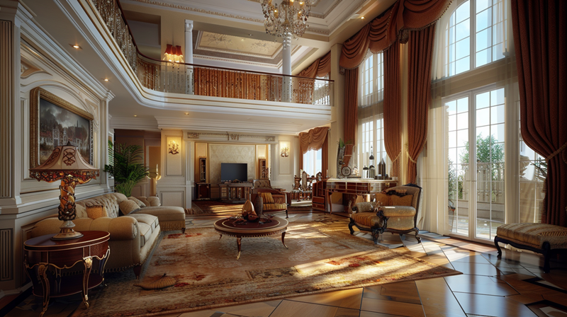 Rumah mewah dengan gaya klasik yang elegan.