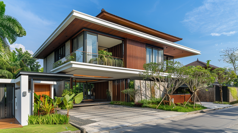 Rumah mewah dengan gaya bali modern.