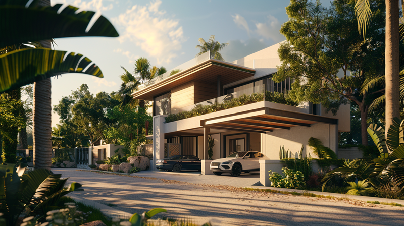 Rumah mewah dengan gaya mediterania.
