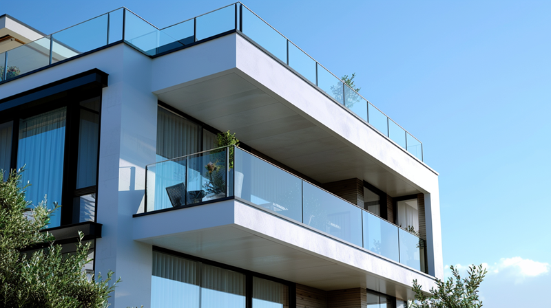 Rumah mewah dengan balkon yang luas.