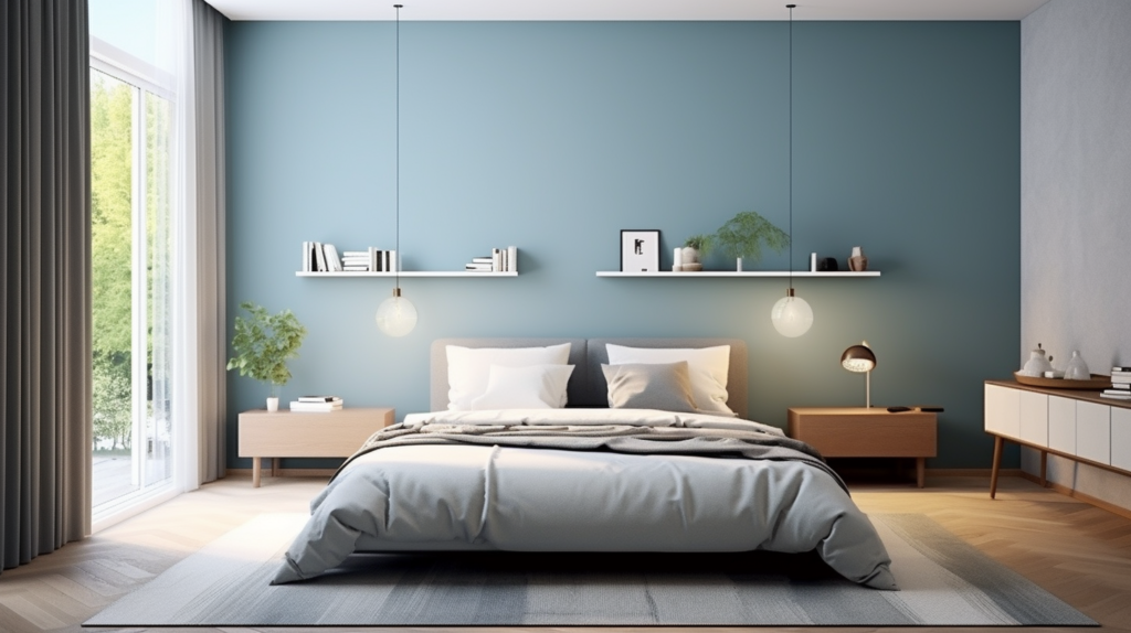 1. Warna Cat Kamar Tidur yang Menenangkan Biru Misty